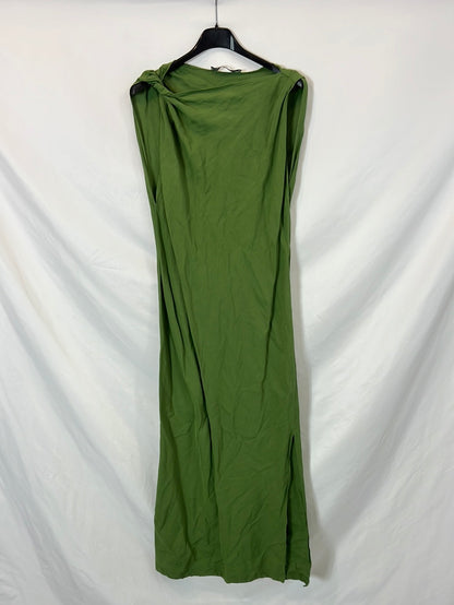 ZARA. Vestido largo verde T.s