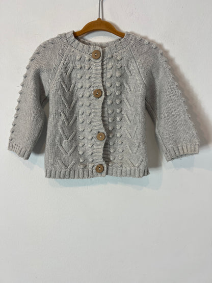 BÚHO. Chaqueta punto gris claro. T 6-9 meses