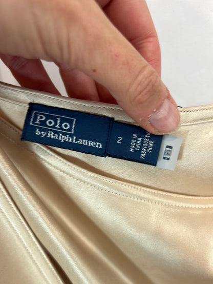 POLO RALPH LAUREN. Top beige satinado asimétrico. T 2 (M)