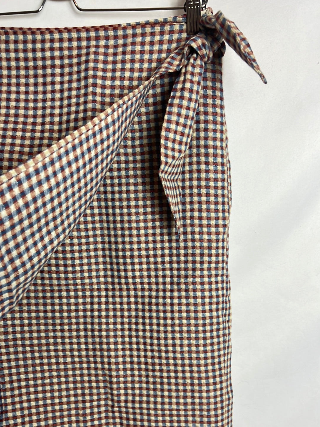 MANGO. Checkered wrap midi skirt. TS