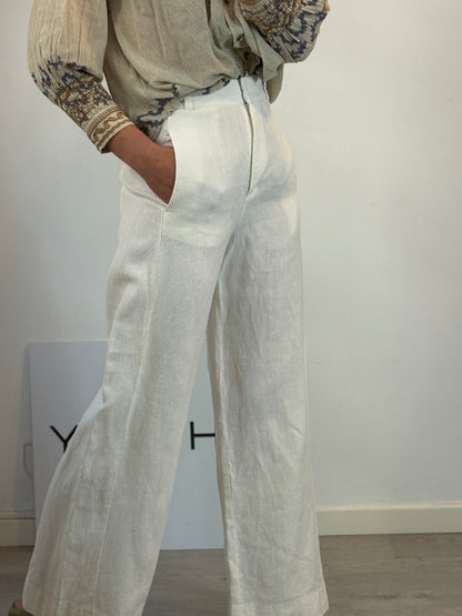 MASSIMO DUTTI Limited Edition. pantalón 100% lino en crudo
