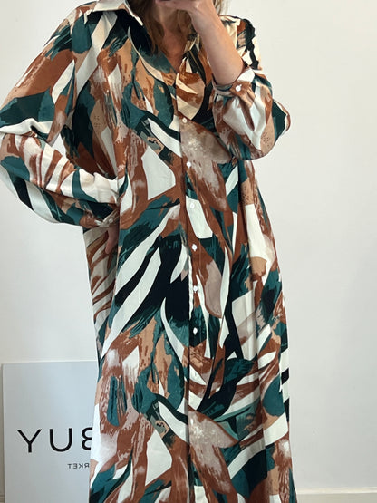 SKUE. Vestido camisero estampado. T L