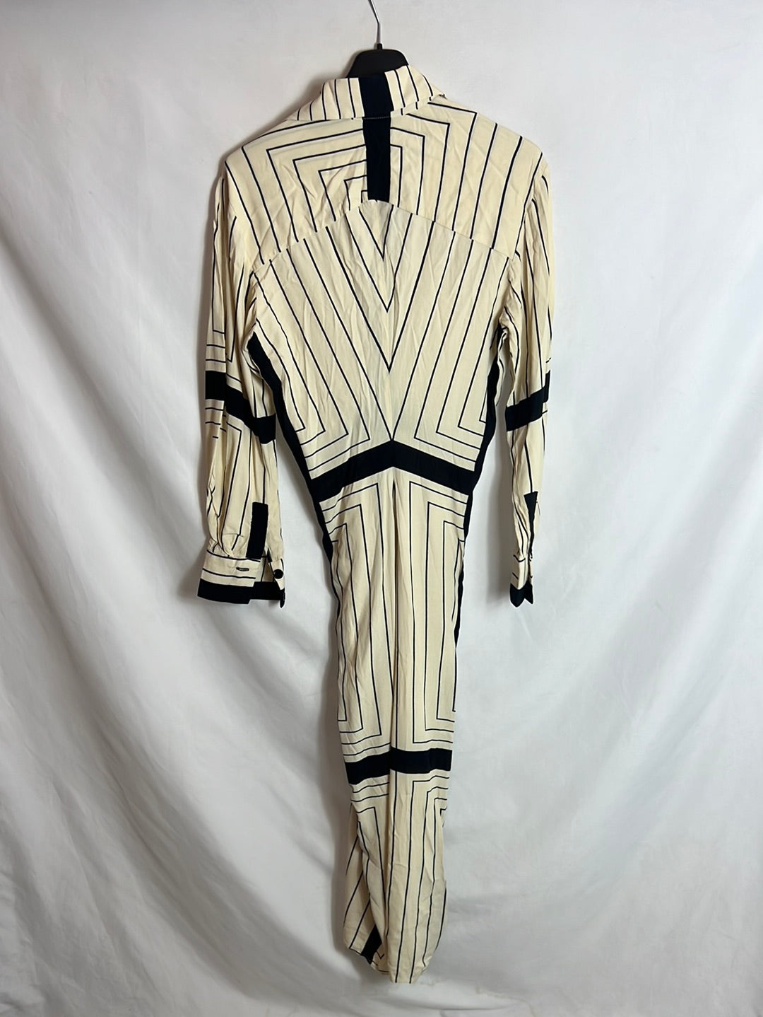 ZARA. Beige and black midi shirt dress. Size XS