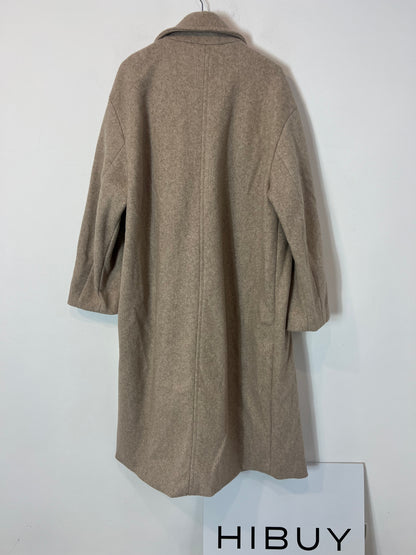 ZARA. Abrigo paño beige largo. T L