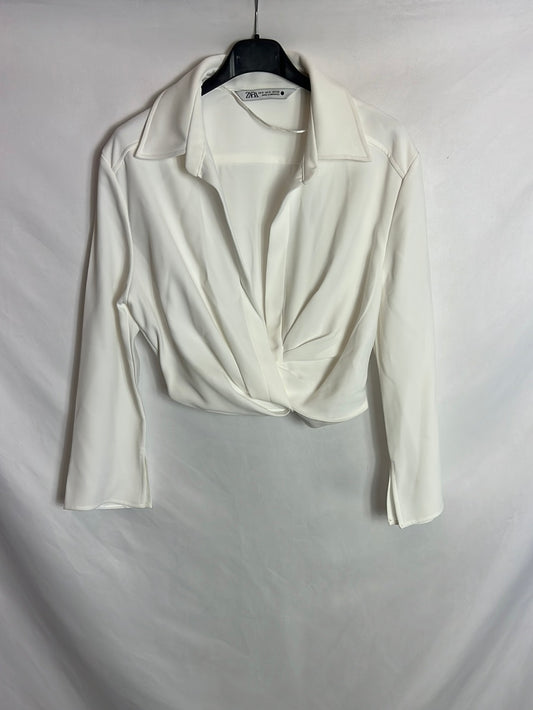 ZARA. Blusa corta crop cruzada. T S