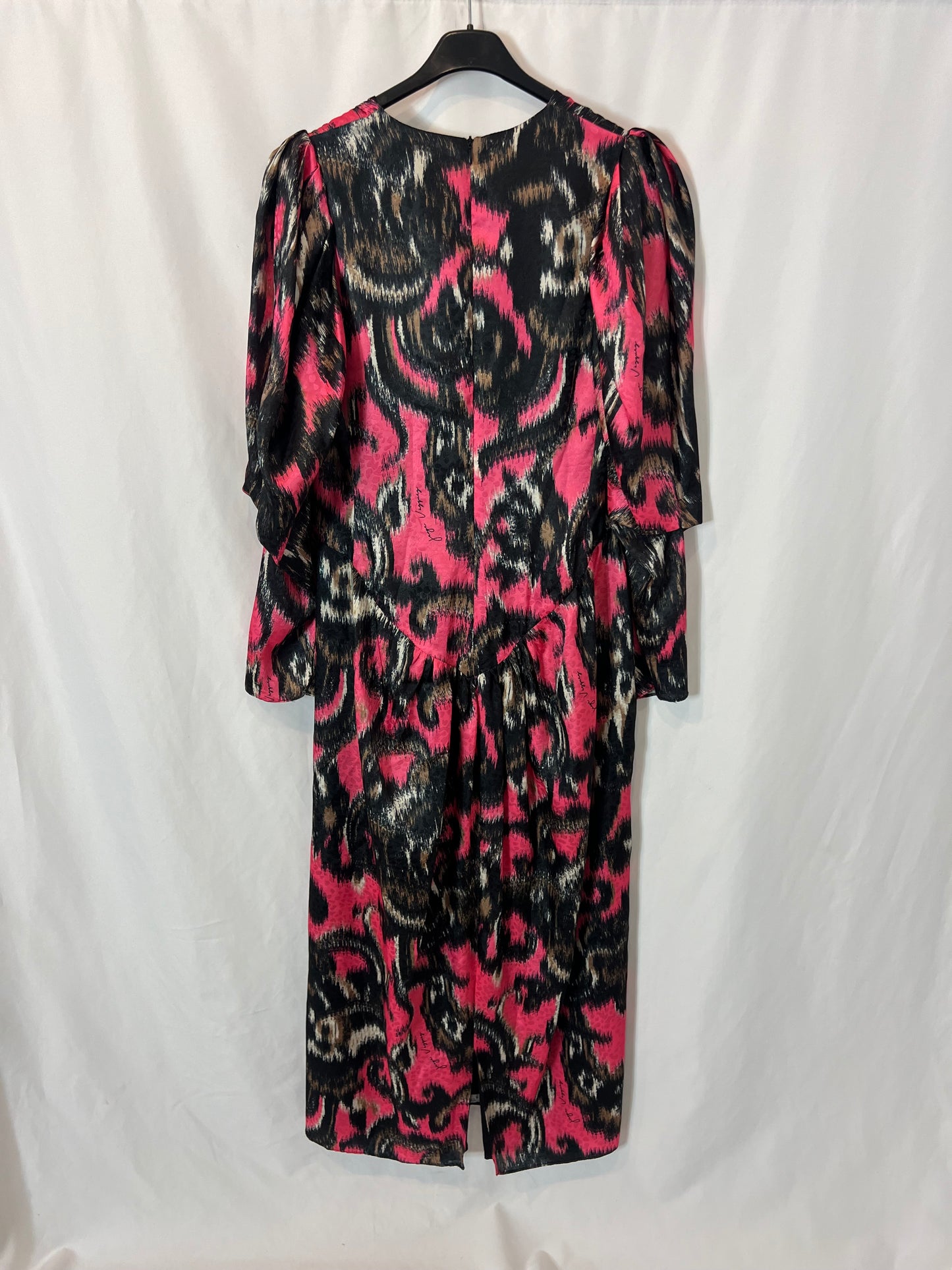 JORGE VÁZQUEZ. Vestido largo estampado satinado. T 38