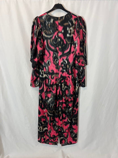 JORGE VÁZQUEZ. Vestido largo estampado satinado. T 38