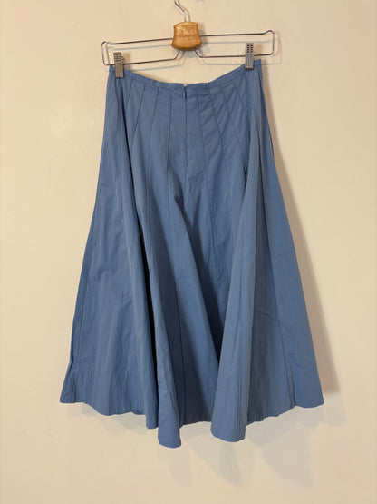 ZARA. Falda midi azul costuras