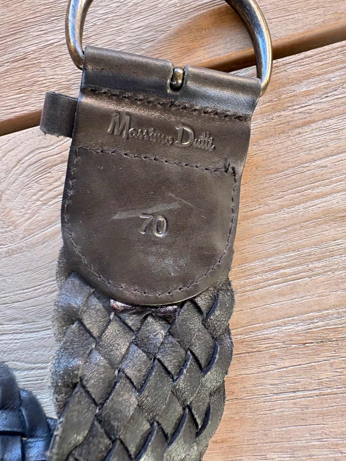 MASSIMO DUTTI. Cinturón negro trenzado