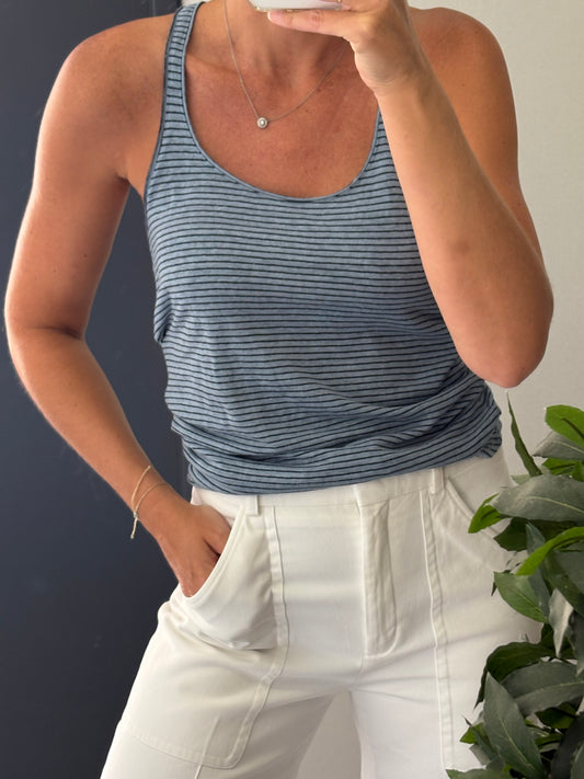 ISABEL MARANT ETOILÉ. Camiseta rayas lino azul T.xs