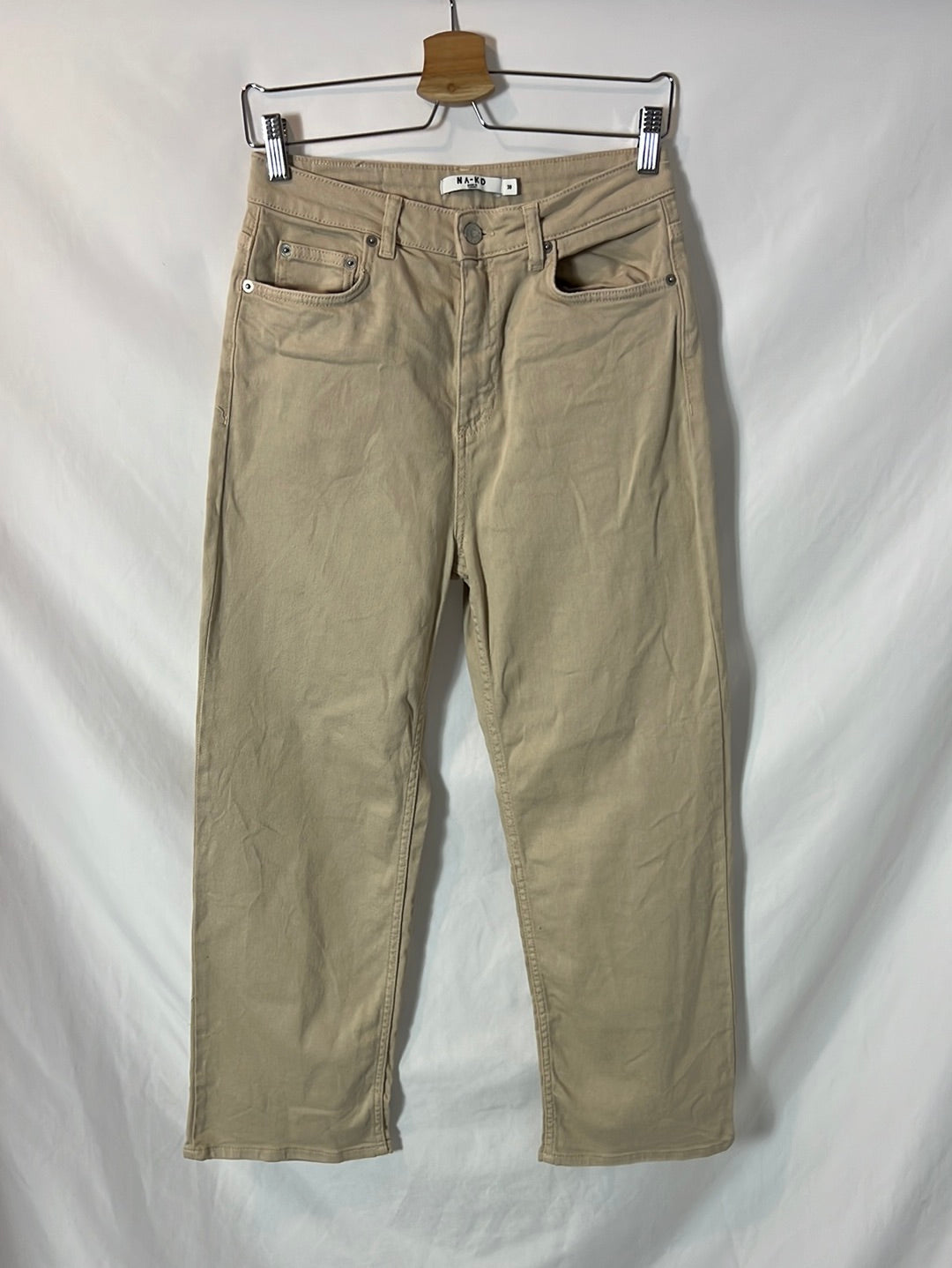 NA-KD. Pantalón denim beige T.38