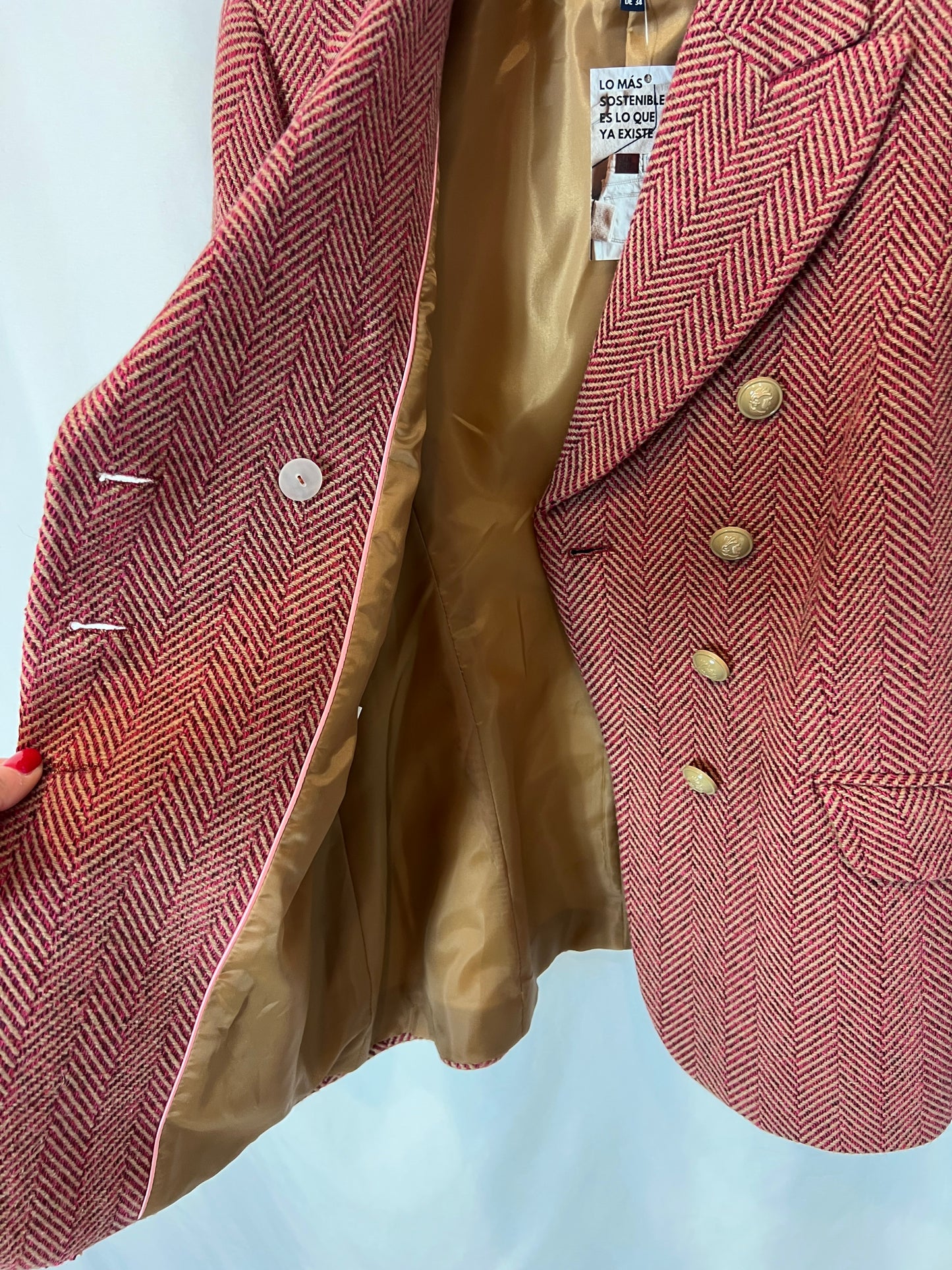 BARILOCHE. Blazer espiga roja y beige T.38