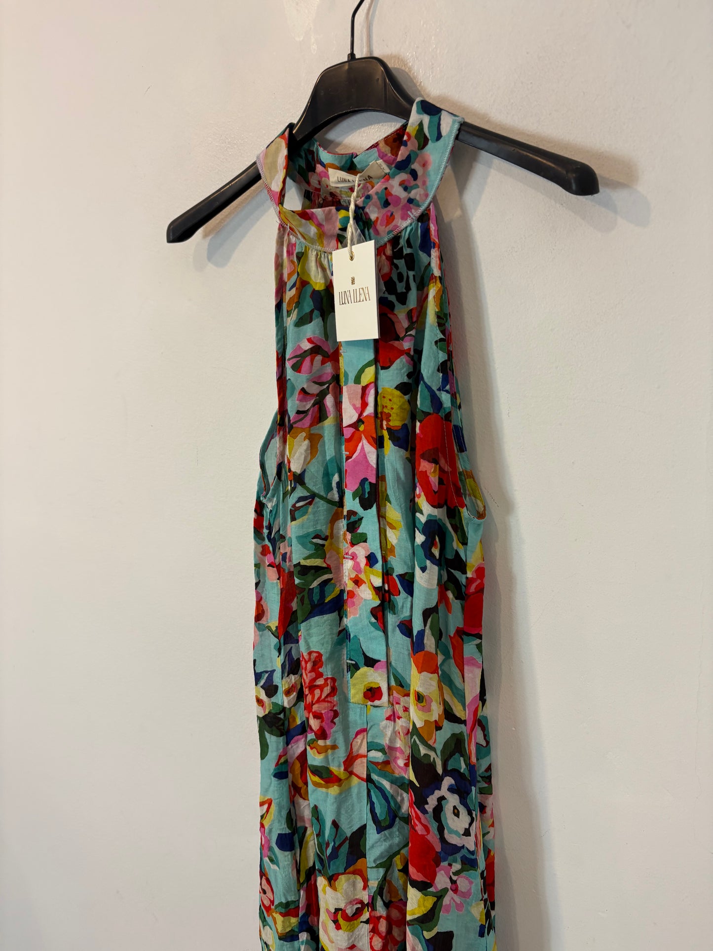 LUNA LLENA. Vestido halter flores