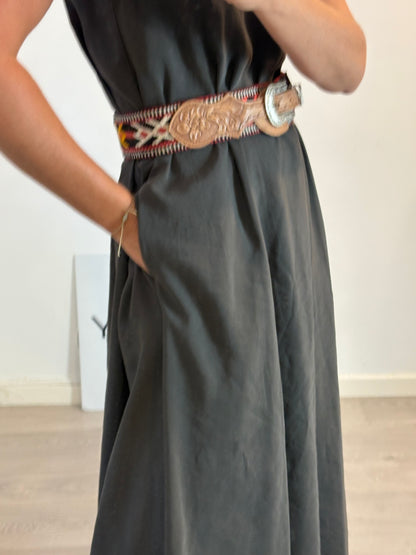 OTHER. Embroidered belt with leather details. TS