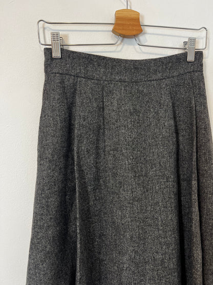 ZARA. Falda midi gris jaspeado bolsillos