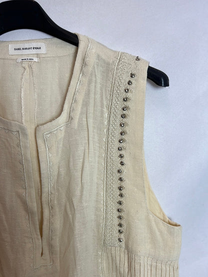 ISABEL MARANT ÉTOILE . Total look beige bordados y tachuelas. T 38/40