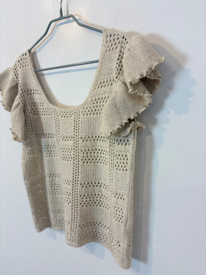UTERQÜE. Conjunto beige de punto calado