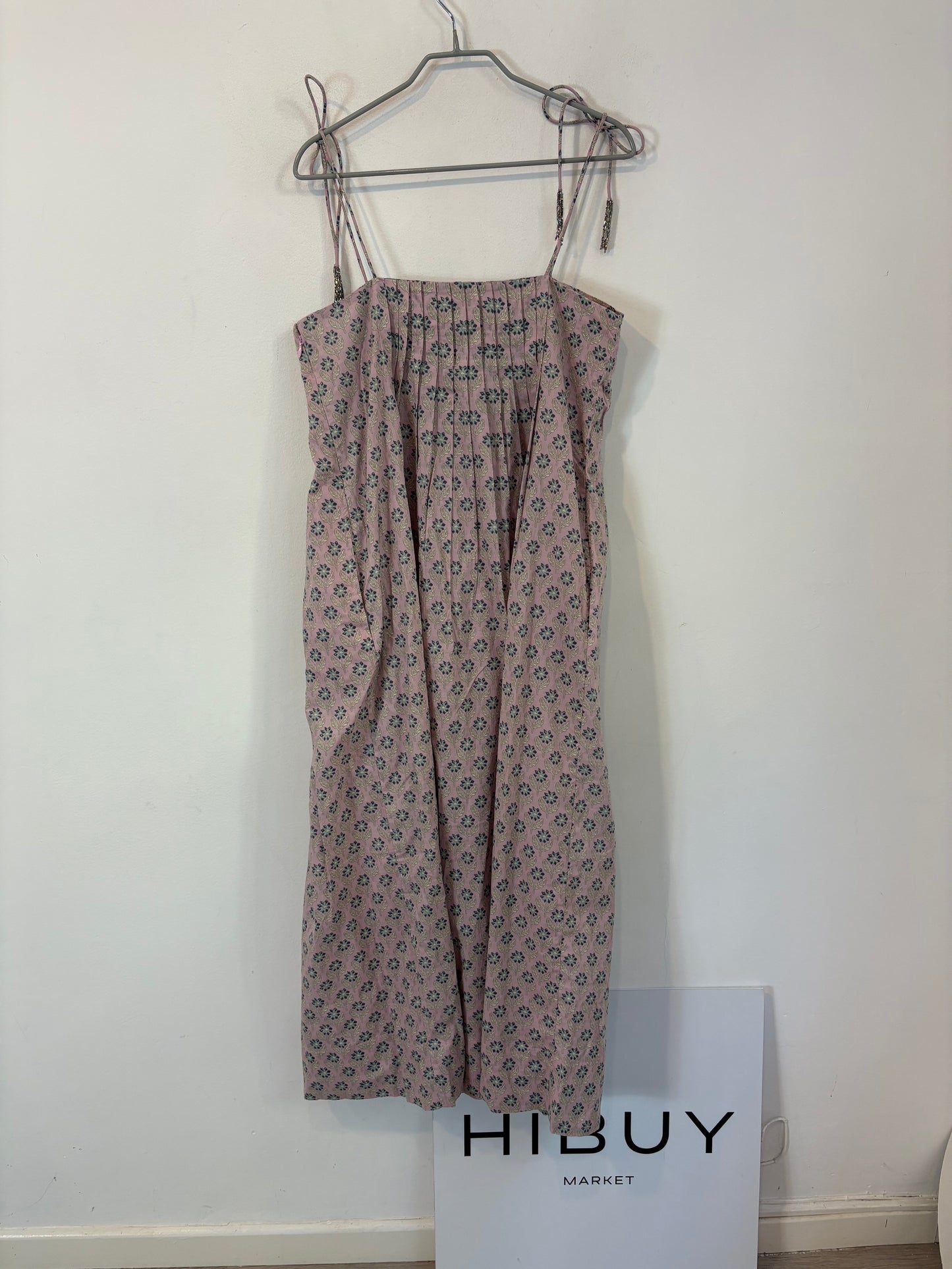 INTROPIA. Vestido midi malva estampado
