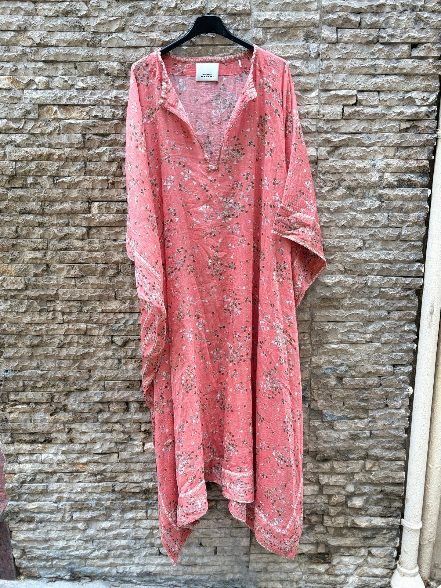 ISABEL MARANT. Vestido estampado estilo caftán con seda