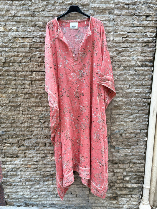 ISABEL MARANT. Vestido estampado estilo caftán con seda