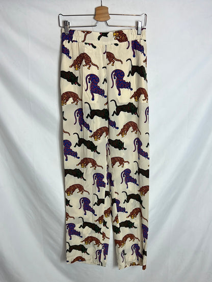 STELLA McCARTNEY. Silk-print trousers. Size 40