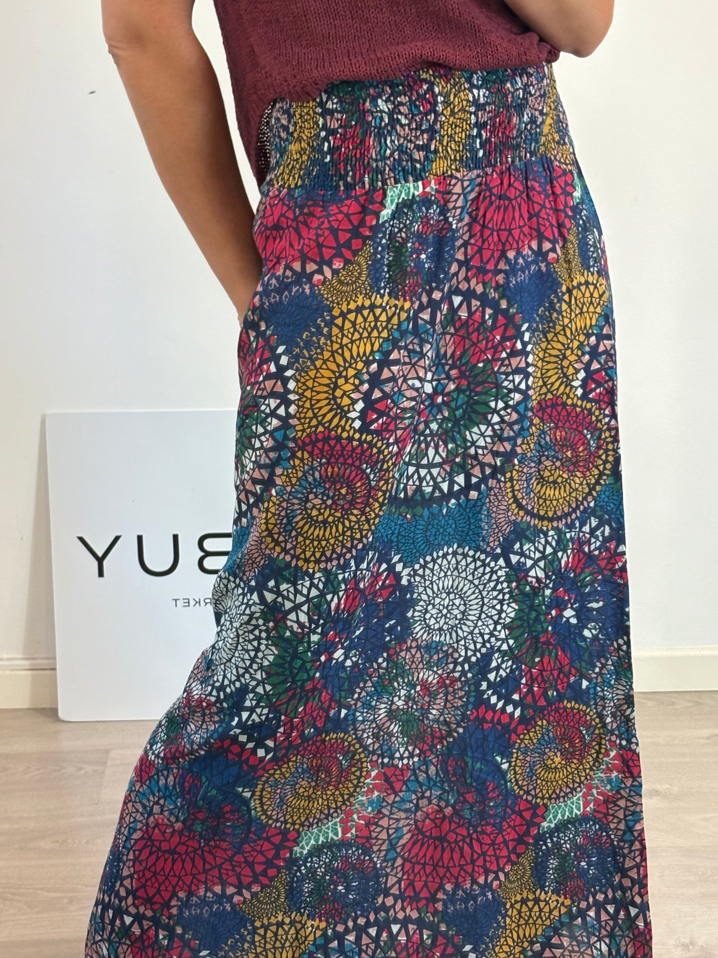 SURKANA. Falda larda multicolor T.s