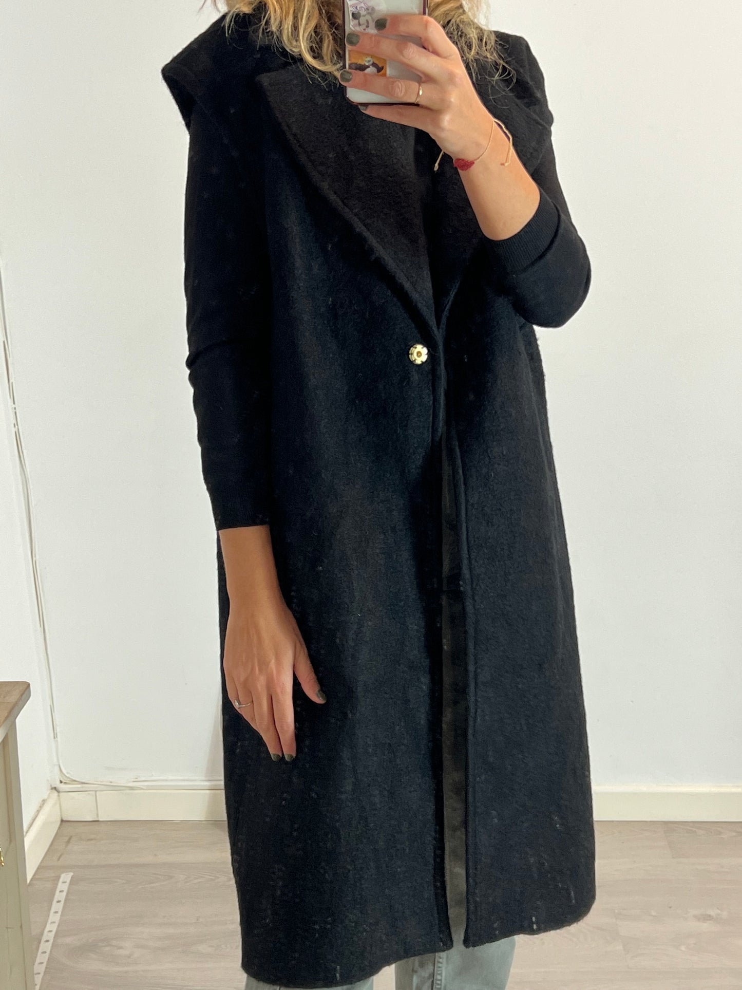 CORTEFIEL. Chaleco negro textura T.l