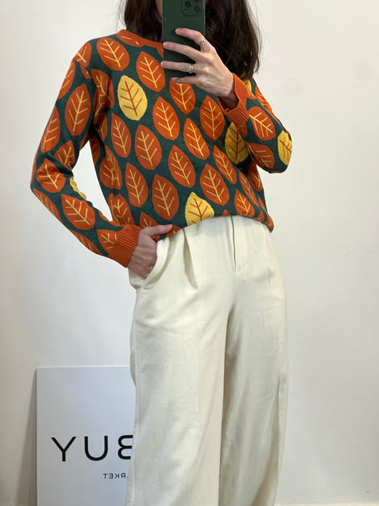 BACK COUTURE. Jersey merino hojas caldero