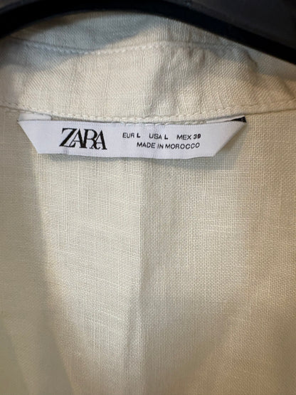 ZARA. Camisa lino color crudo