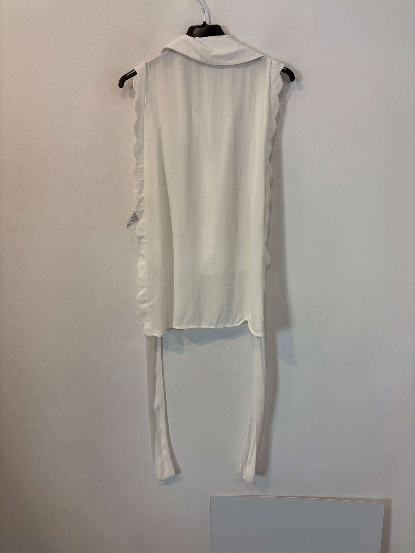 ELISABETTA FRANCHI. Top blanco aberturas/pechera