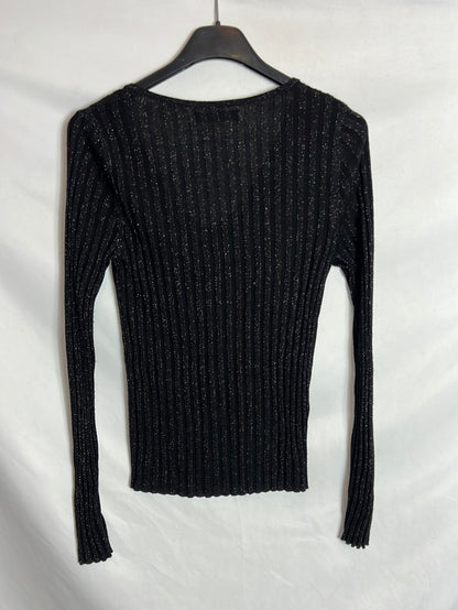 MANGO. Black ribbed sweater. TS