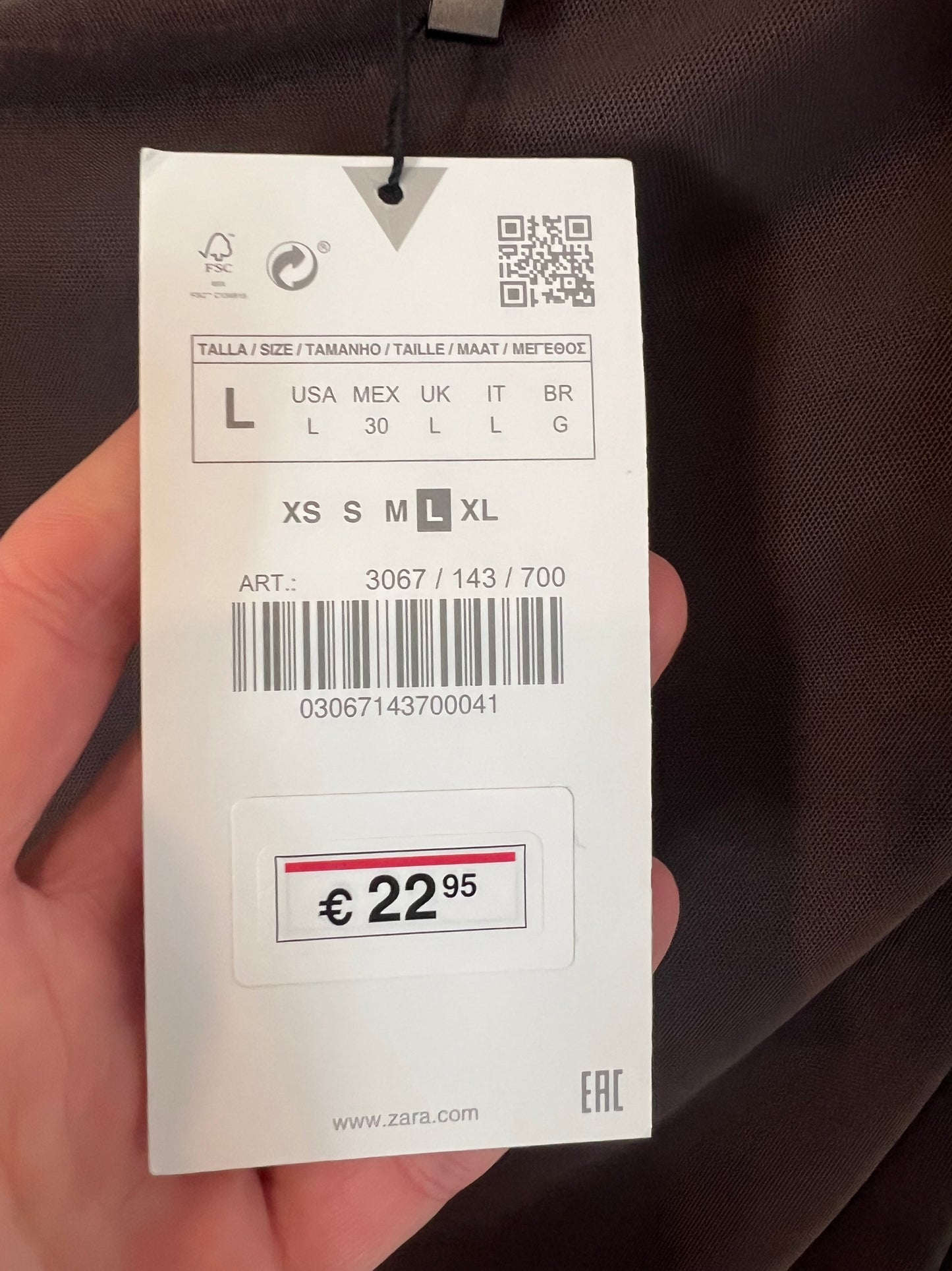 ZARA. Body marrón semitransparente. T L