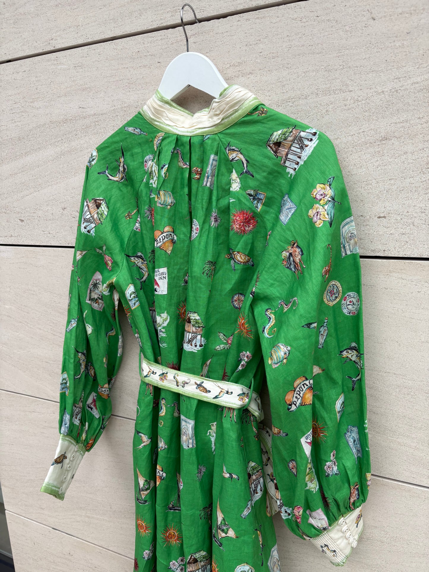 ALÉMAIS. Vestido lino abotonado estampado