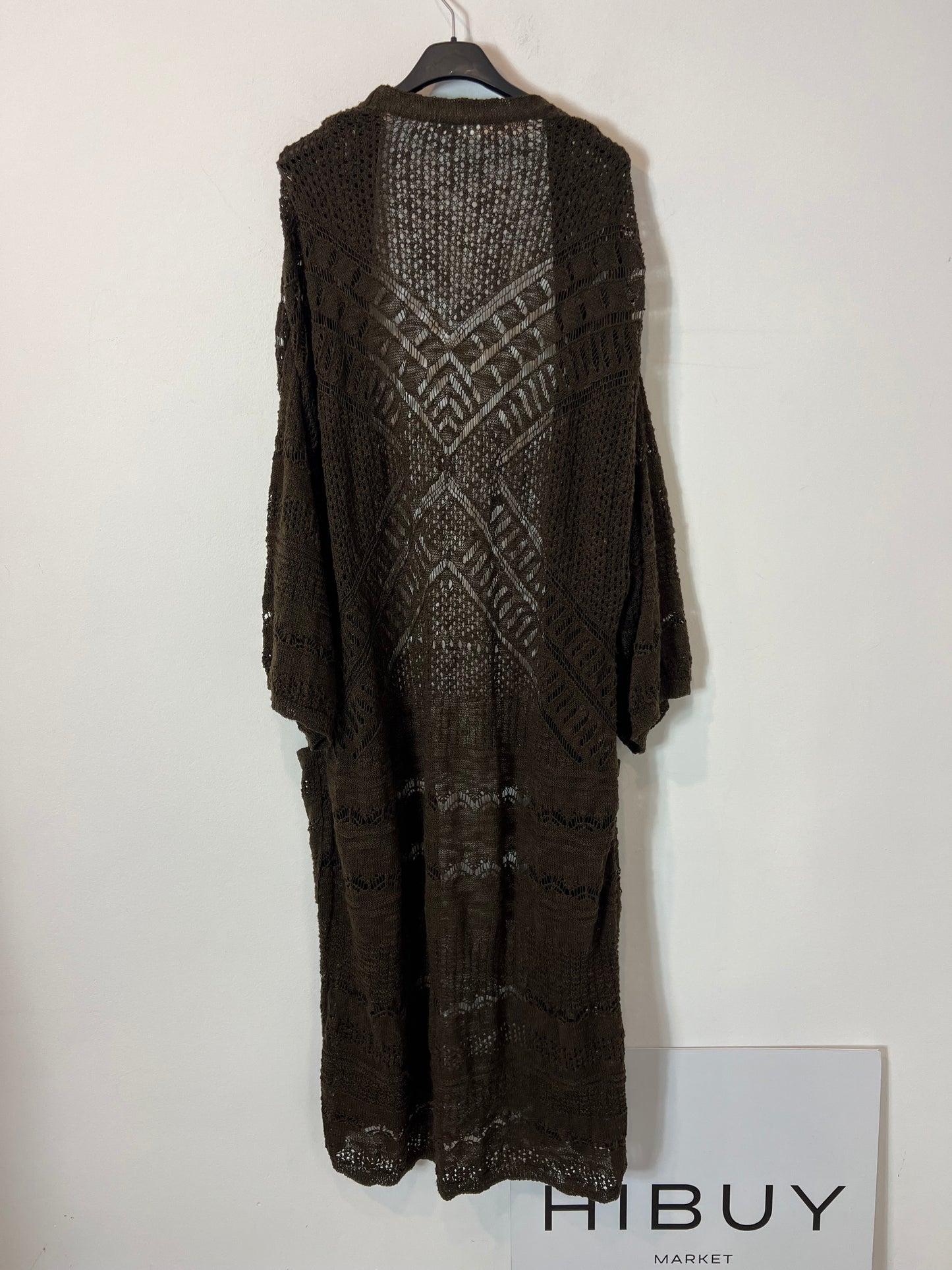 MANGO. Chaqueta punto verde larga. T. M