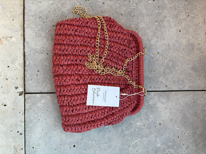 Bolso rafia rosa oscuro