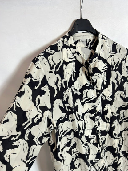 STELLAMcCARTNEY. Blusa larga /vestido seda estampado caballos. T 42