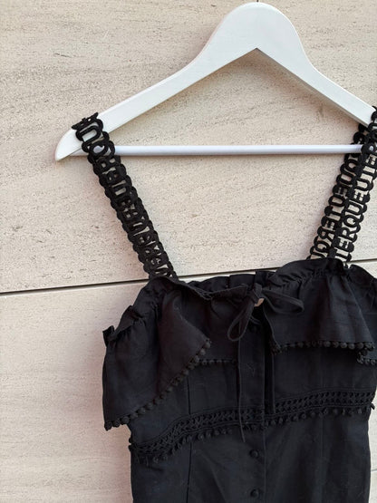 UTERQÜE. Vestido midi lino detalle tirantes