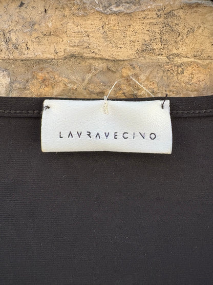 LAURA VECINO. Vestido bicolor cruzado. T S