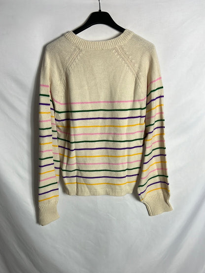 OTRAS. Jersey beige rayas. T S