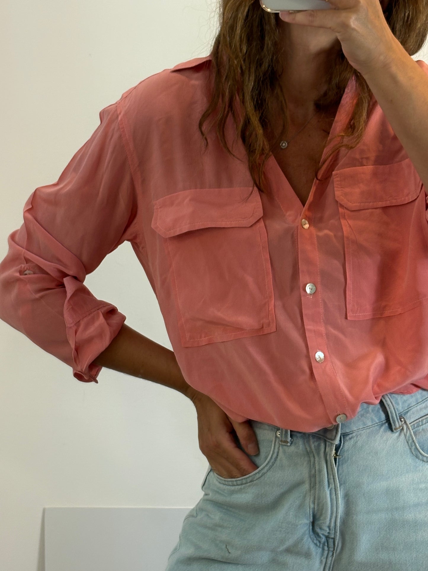 OTRAS. Blusa seda coral T.xl