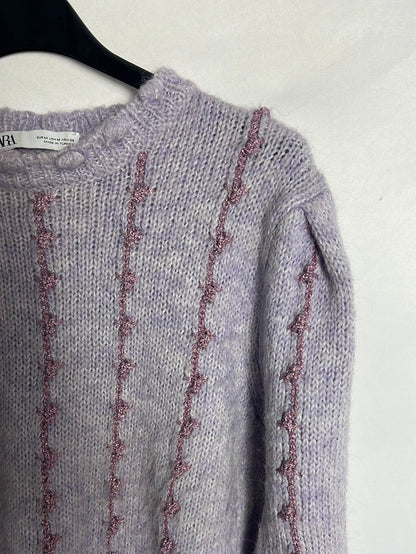 ZARA. Jersey malva hilos brillo . TM (Tara)