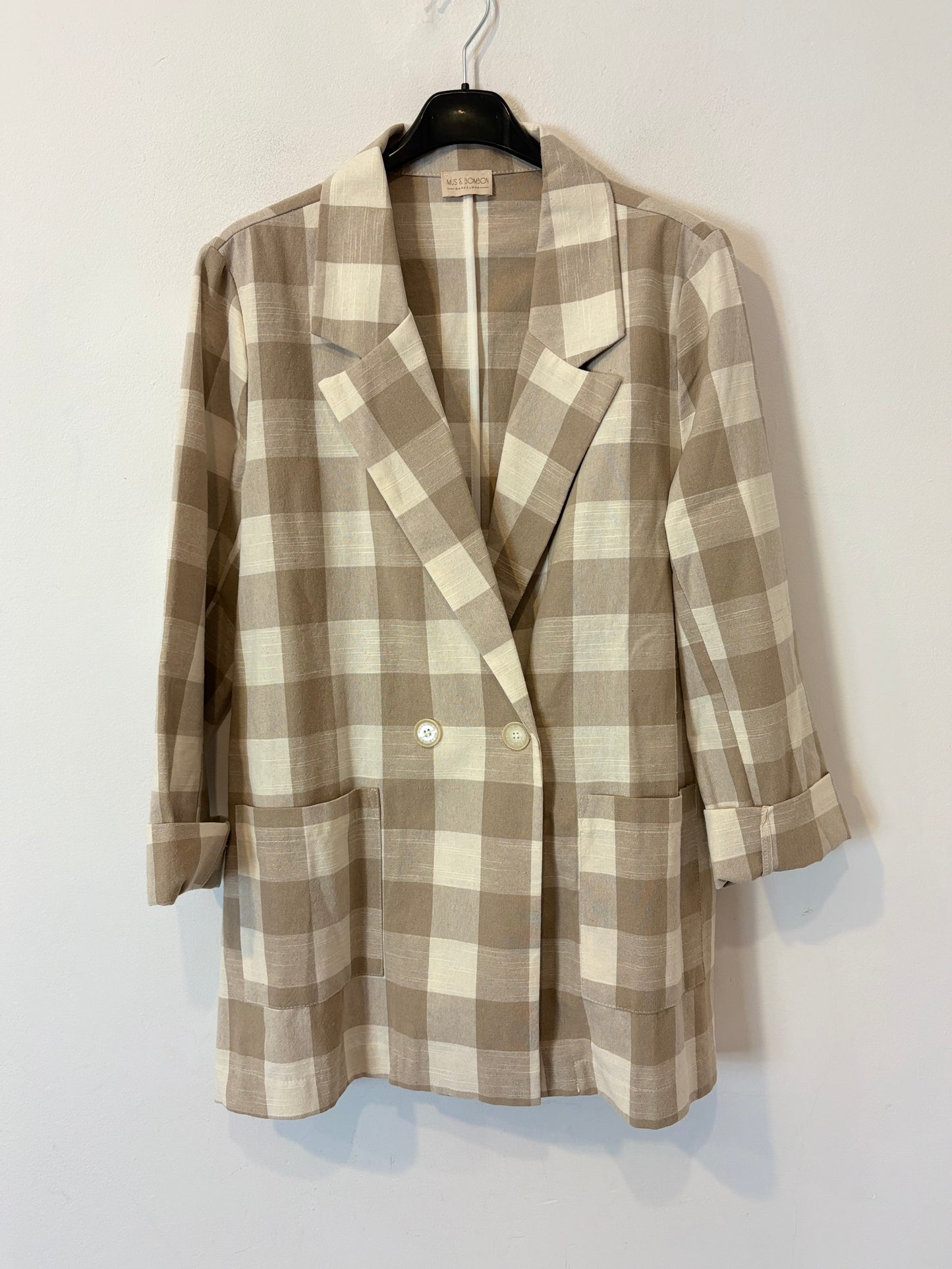 MUS & BOMON. Blazer cuadros beiges algodón