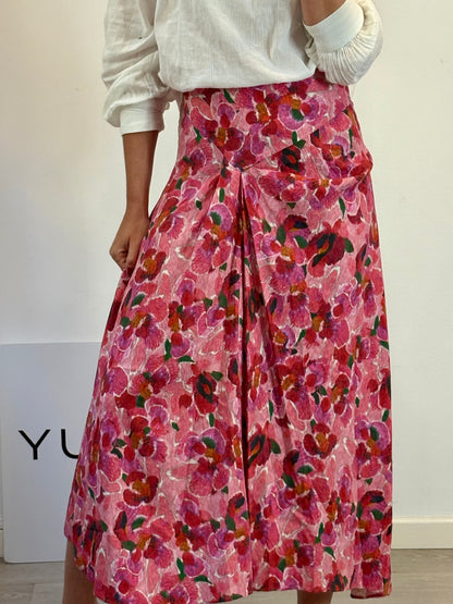ISABEL MARANT Falda midi estampada con seda asimétrica