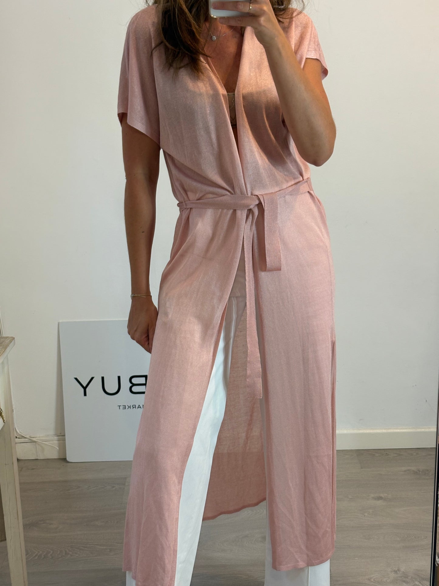 PEDRO DEL HIERRO. Long pink knit jacket TM