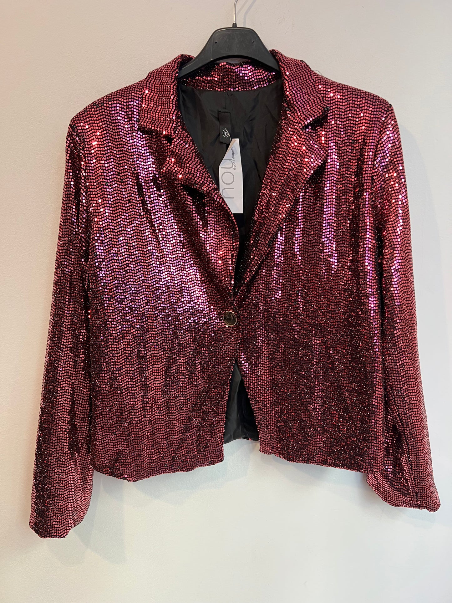 OTRAS. Chaqueta textura metalizada rosa. T M