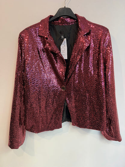 OTRAS. Chaqueta textura metalizada rosa. T M