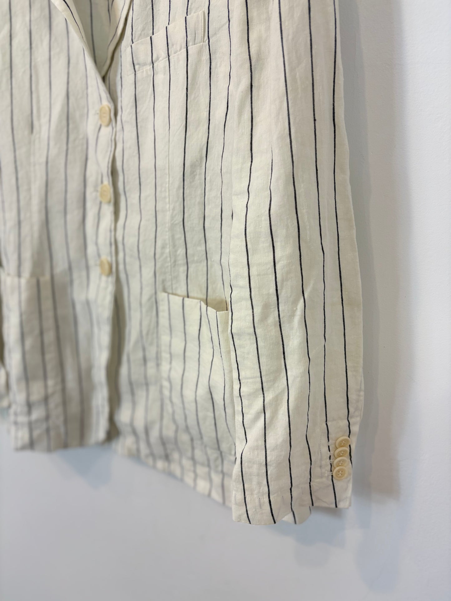 ASPESI. Total look lino rayas azules. T S