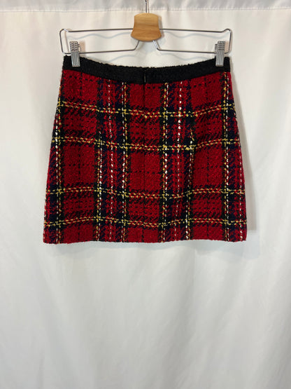 ZARA. Falda tweed botones dorados. T S