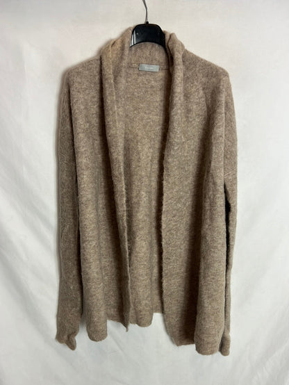 CRU TRIO. Cárdigan beige lana. T 40