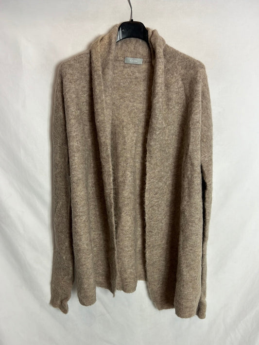 CRU TRIO. Cárdigan beige lana. T 40